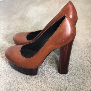 Rachel Zoe Brown Leather Heels Wm Sz 7